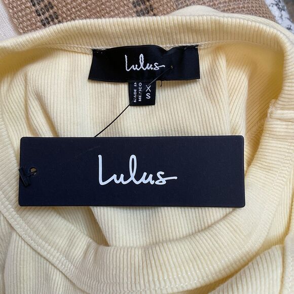 Lulus Majorly Trendy Dress Women's XS Light Yellow Midi Ribbed Bodycon NWT - Picture 11 of 12